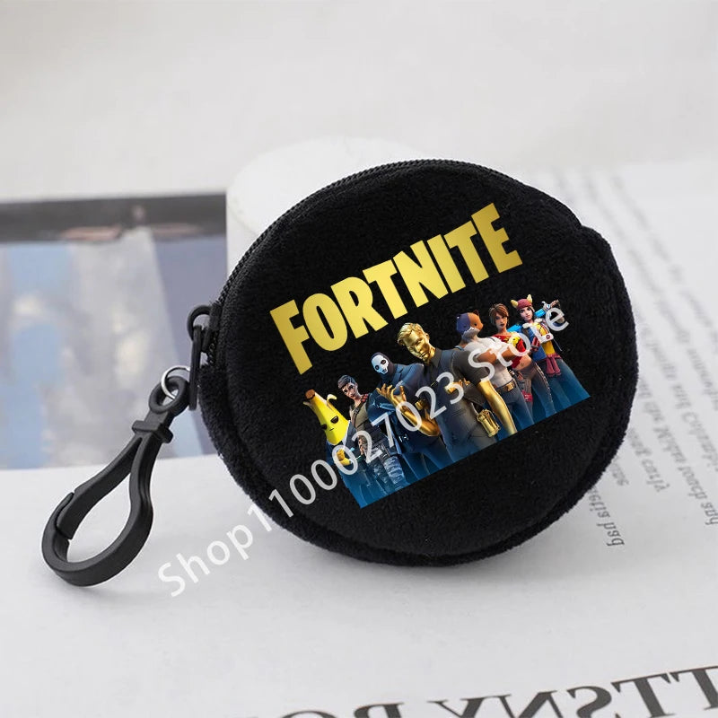 Fortnite Boys Girls Round Coin Purse Cute Fashion Cartoon Printing Large Capacity Cosmetic Bag Portable Handbag Birthday Gifts