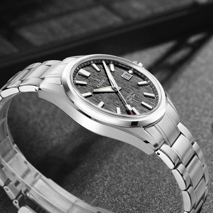 Cronos Men's Watch 39mm Automatic Wristwatch White Dial Solid Links Sapphire 10 ATM L6037M