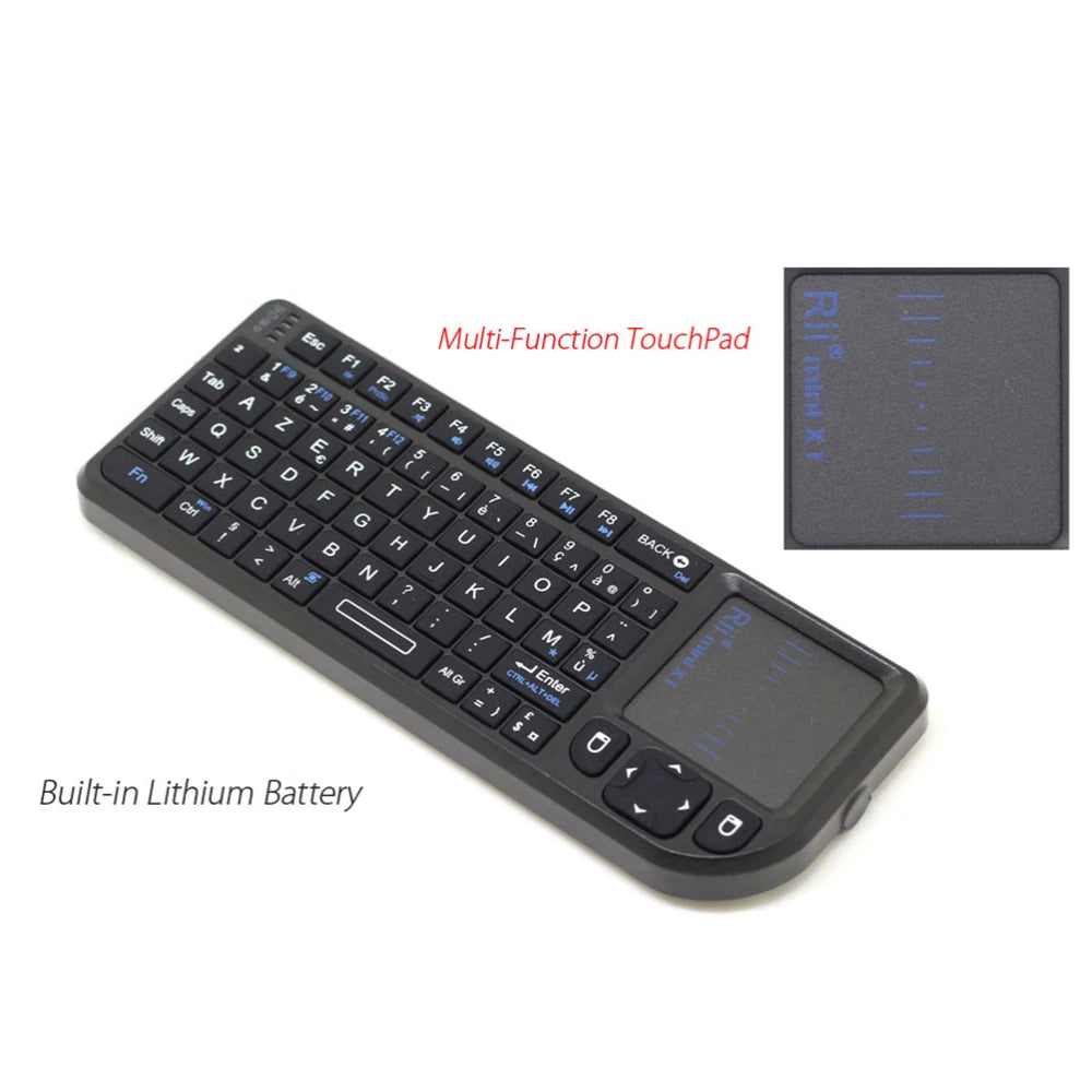 Teclado inalámbrico mini original Rii X1 de 2.4GHz en inglés/RU/ES/FR con panel táctil para Android TV Box/PC/portátil
