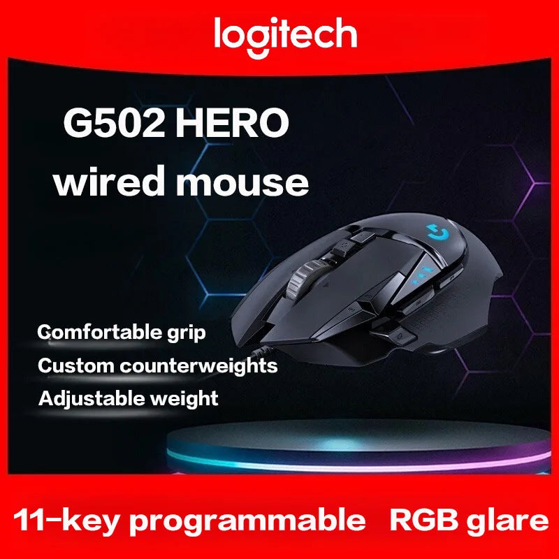 Logitech G502 HERO Cable Game Mouse E-Sports Chicken Dinner Mechanical Mouse RGB Light Can Be Balanced for Chicken Dinner Macro Program