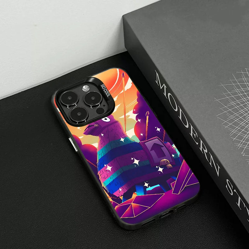 1pc Game F-fornite Phone Case Phone Case IMD Color Silver Shell For IPhone 16 15 14 13 12 11 Pro Max Plus