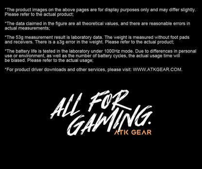 Ratón gaming inalámbrico ATK Dragonfly A9 Ultra PAW3950, ultraligero, trimodo, ergonómico, para esports y jugadores FPS, A9 SE Plus