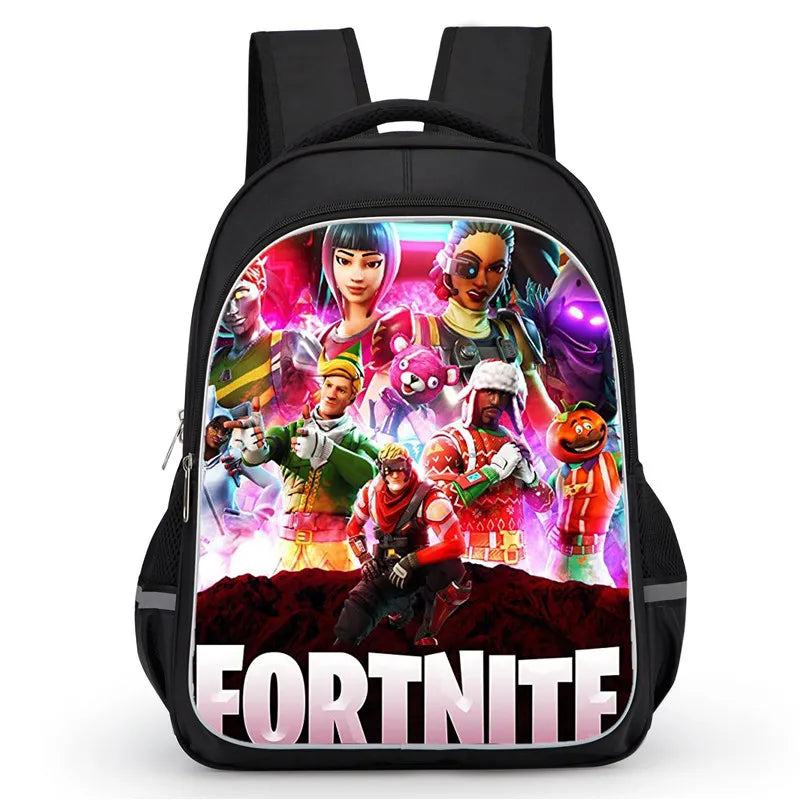 16 Inch Fortnite Cartoon Backpack Unisex for Boys and Girls with Dual Zippers Large Capacity Lightweight Student Backpack