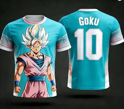New Dragon Ball Z NO.10 Goku Anime Football Jersey 2026 Summer Plus Size Breathable Jersey Cosplay Short Sleeve T-shirt Y2k