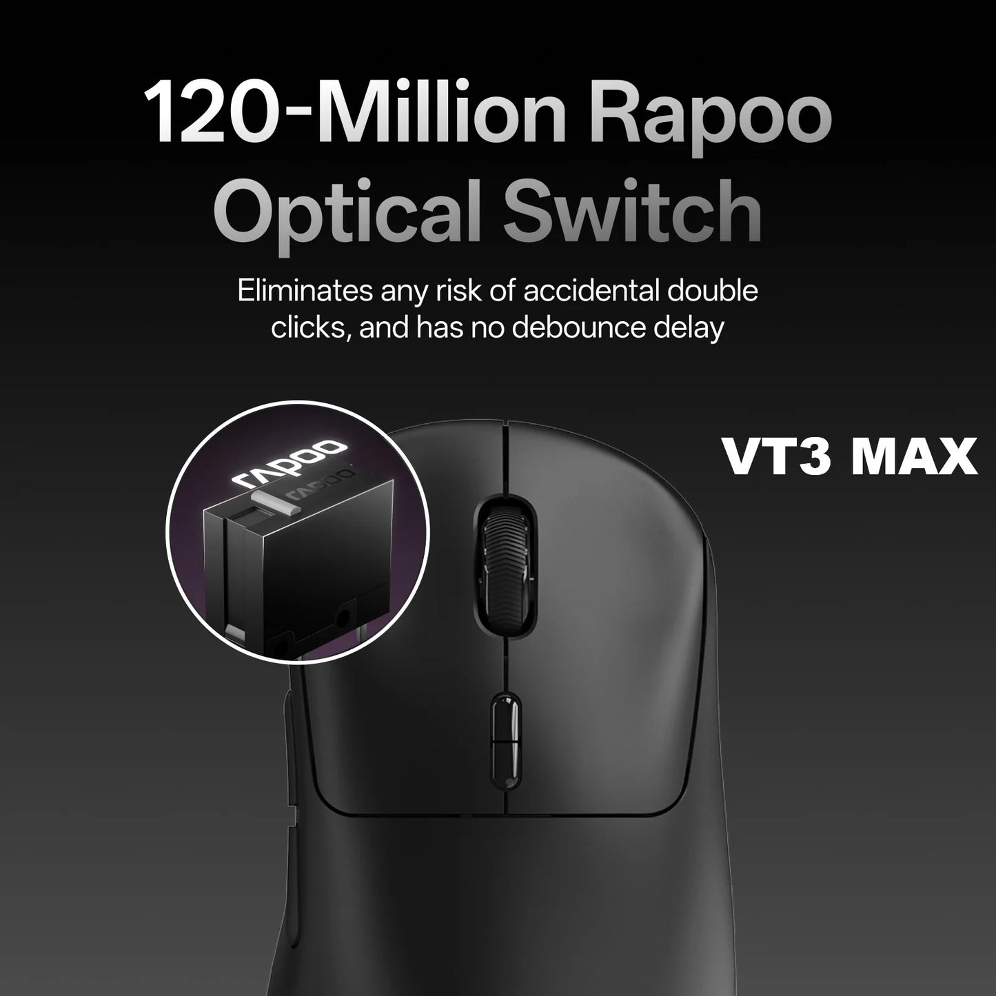 Rapoo VT3Pro GEN-1 Wireless Gaming Mouse 59g Lightweight 8KHz Polling Rate 26000DPI 9 Programmable Buttons Optical Sensor