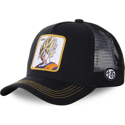 Boné de Basebol Dragon Ball Son Goku para Homem, com Bordado, Pala de Sol, Rede Trucker Ajustável, Estilo Hip-Hop para Viagens de Verão