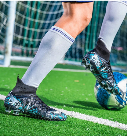 Chuteiras de Futebol de Cano Alto para Homem, para Relva Sintética, Respirantes e Antiderrapantes, Ténis de Treino e Jogo para Desporto ao Ar Livre, Chuteiras de Futebol FG