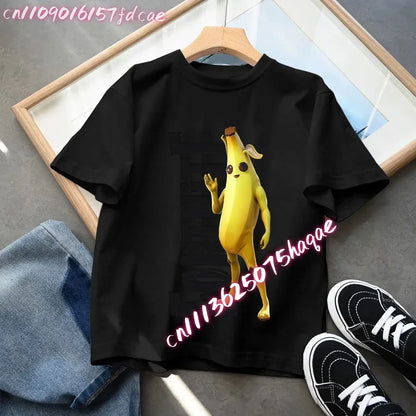 Fortnites Kids Black Cotton T-Shirt Fortress Night Baby Short Sleeve Tees Shirt Cartoon Boy Girl Summer Clothes Kawaii Tops Gift