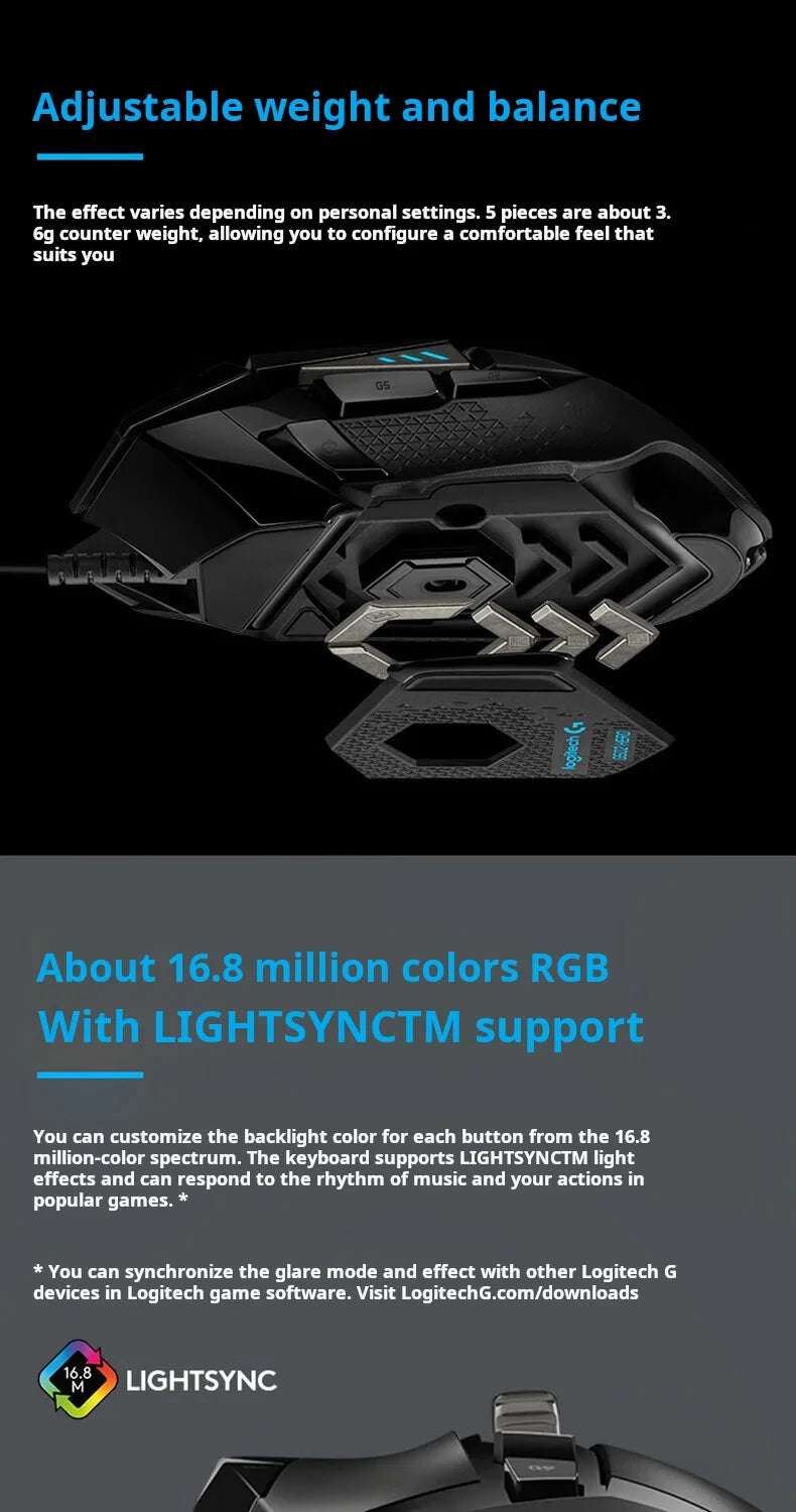 Logitech G502 HERO Cable Game Mouse E-Sports Chicken Dinner Mechanical Mouse RGB Light Can Be Balanced for Chicken Dinner Macro Program