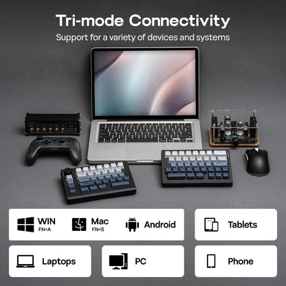 Teclado mecánico inalámbrico EPOMAKER Split70 QMK/VIA 70% con diseño dividido, conexión cableada/BT/2.4Ghz y perilla programable, modificador Mac