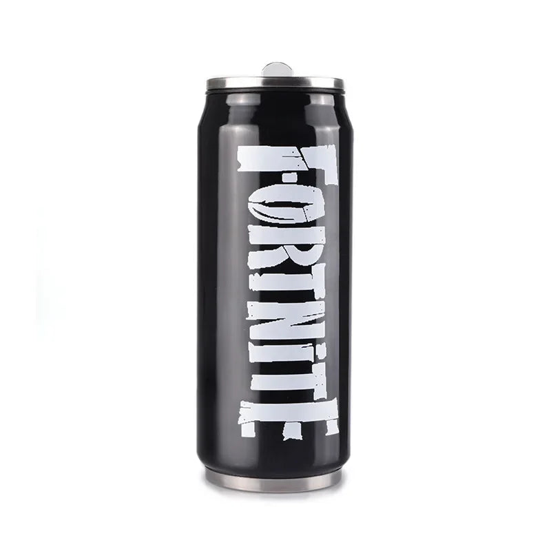 Copo Fortnite com Palhinha para Água, Caneca Desportiva de Exterior em Aço Inoxidável, Copo Portátil de Estudante para Café, 450ML, Presente de Aniversário