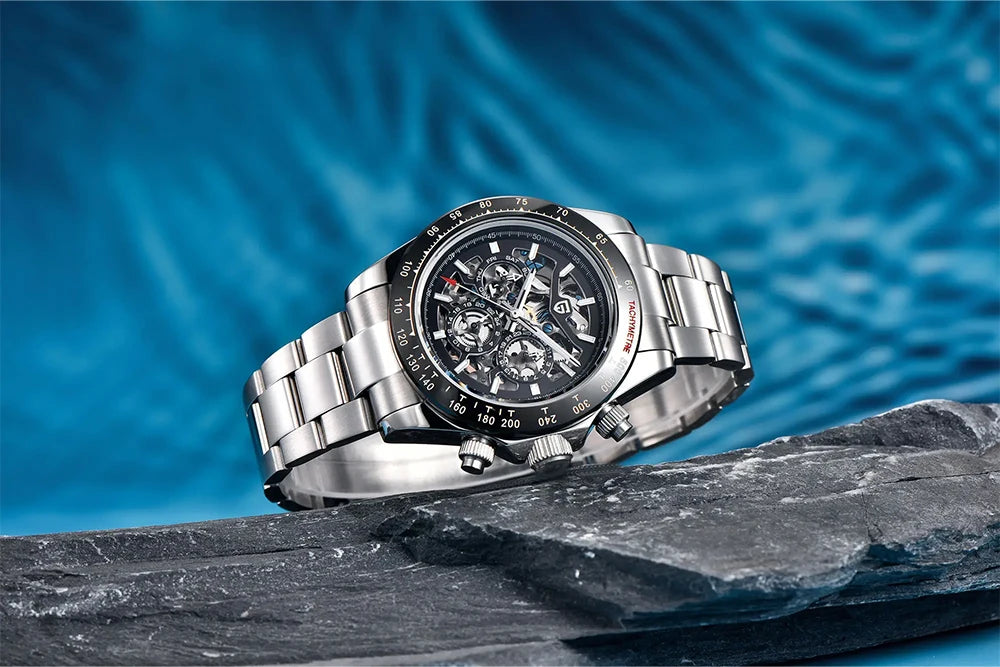 PAGANI DESIGN Orologio meccanico automatico da uomo in acciaio inossidabile, impermeabile 10Bar, sportivo, di lusso casual per uomo