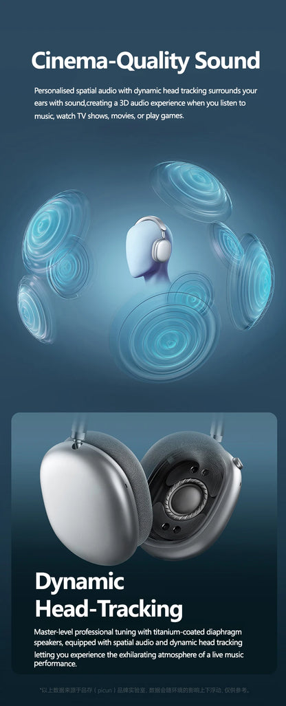 Auriculares inalámbricos Picun F8MAX ANC con cancelación activa de ruido híbrida de 59dB, audio espacial, Bluetooth 6.0, diseño over-ear y hasta 180H
