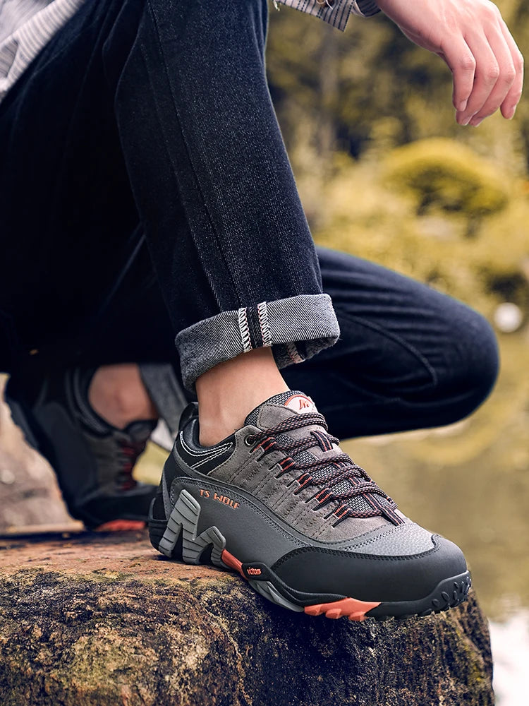 Sapatos de Trekking para Homem Outdoor Lover, Impermeáveis, Botas de Caminhada de Montanha em Couro Genuíno, Sapatos Táticos de Caça Woodland