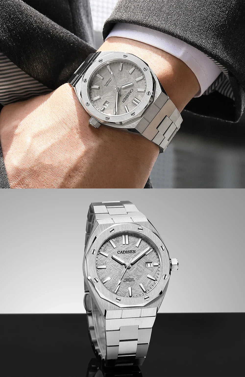 CADISEN Luxury Design 42MM Men Watches Japan MIYOTA 8215 Sapphire Glass Mechanical Automatic Watch Men 100M Waterproof
