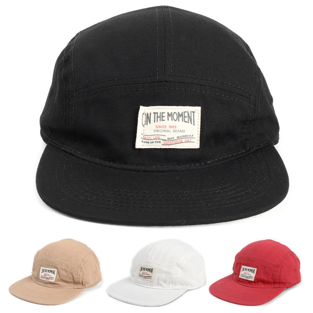 ON THE MOMENT Casquette de baseball 5 panneaux en coton Casquettes snapback Casquettes « Bone » pour homme Casquettes hip-hop originales pour hommes et femmes, réglables