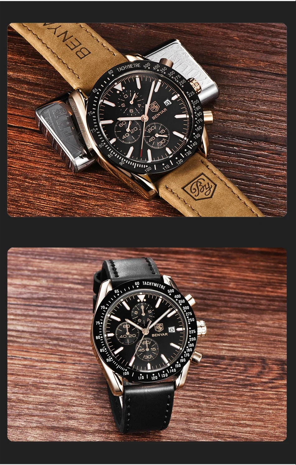 Reloj para hombre BENYAR 5140, reloj deportivo informal, reloj de cuarzo de lujo resistente al agua, cronógrafo militar de marca de alta gama.
