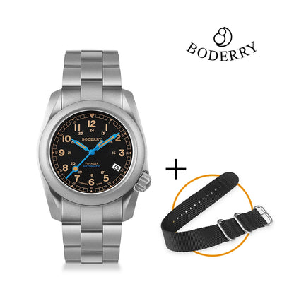 Boderry Field Watch VOYAGER Men's Watches 100M Waterproof Titanium Automatic Luminous For Seiko Movement Wristwatch