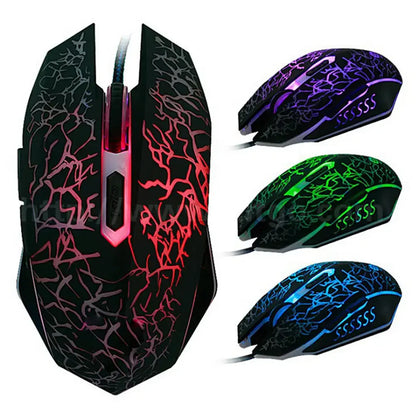 Rato gaming com fios USB 2400 DPI, rato profissional para gamer com retroiluminação LED, rato ergonómico para computador, PC, portátil e MacBook