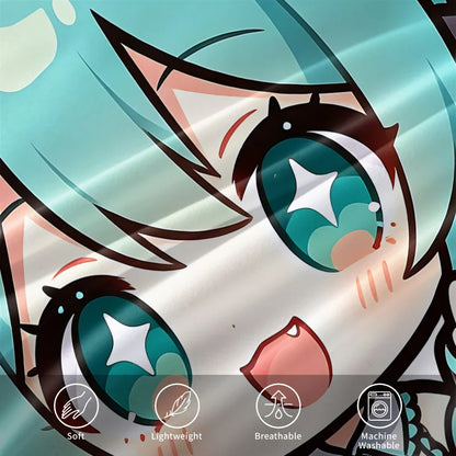 Hatsune Miku Chibi Style Duvet Cover Set Cute Anime Bedding with Pillowcases Gaming Room Teens Kids Bedroom Decor Gift for fans