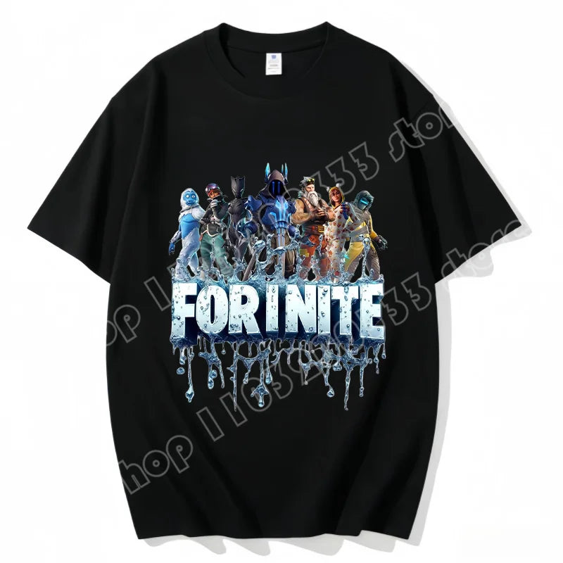 T-shirt Fortnite de gola redonda, unissexo para adulto, moda de dança do jogo, novo, em algodão puro, manga curta, perfeito para uso casual e férias