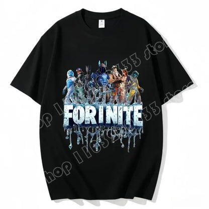 T-shirt Fortnite de gola redonda, unissexo para adulto, moda de dança do jogo, novo, em algodão puro, manga curta, perfeito para uso casual e férias