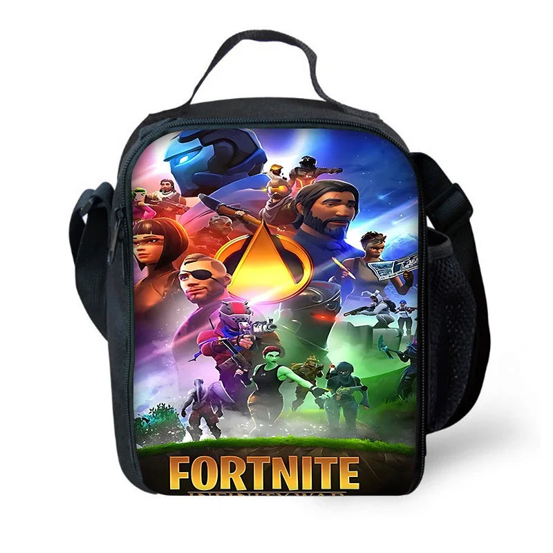 Saco térmico infantil F-FortniteS Hot Game de grande capacidade, isolado, para rapaz e rapariga, estudante, piquenique ao ar livre, lancheira térmica reutilizável
