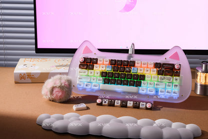 XVX 148 teclas teclas con temática de gatos perfil MAO, teclas coreanas brillantes y adorables para teclado 61 64 68 78 87 96 98 104 108