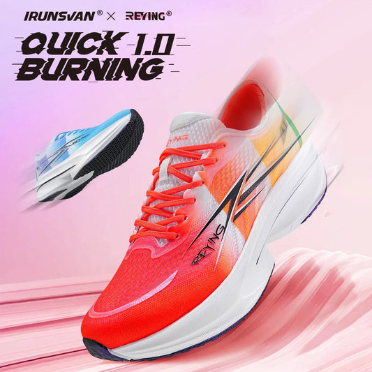 IRUNSVAN Fast Burning 1.0 Carbon Plate Marathon Training Running Shoes Breathable, Protective Arch, Shock Absorbent, Lightweight