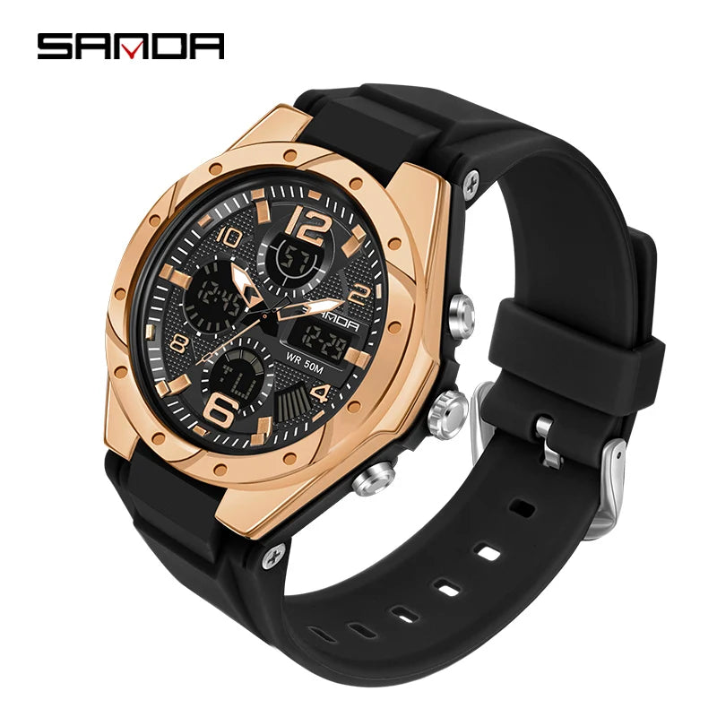 SANDA Top Brand New Lady Luxury Ms LED Digital Sport Watch Leisure Fashion Quartz Watch Women Girl Military 50M Waterproof Watch
