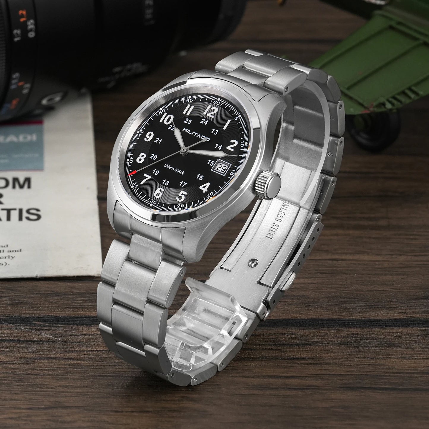 Militado ML08 Quartz Watch Ronda 515/VH31 Movement Domed Sapphire Wristwatch BGW9 Luminous 10Bar Waterproof 38mm Vintage Watches