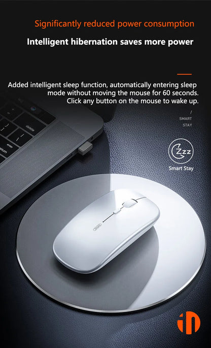 Ratón inalámbrico silencioso de oficina Inphic M1P ultrafino portátil con interfaz USB, indicador de batería y carga TYPE-C