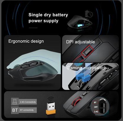 Rato Gaming E-YOOSO X-31 Pro USB Grande com Suporte Bluetooth 2.4G Sem Fios PAW3212 4800 DPI para Gamer, Computador Portátil e PC