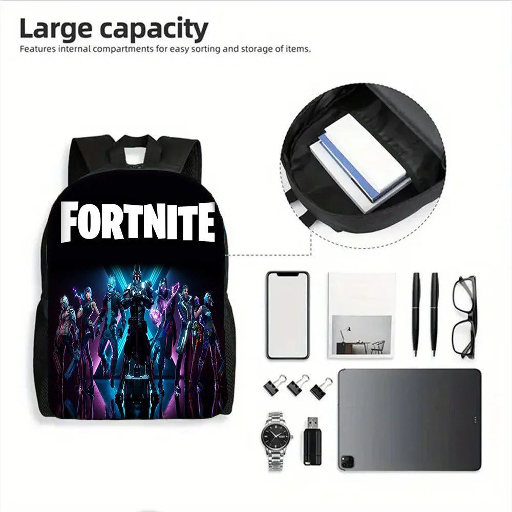 Hot Game Child School Backpack with Lunch Bags ,Design-F-FortniteS Pencil Bags ,School Bags for Boys Girls Best Gift