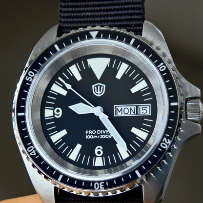 Reloj para hombre Watchdives WD1980 V3 38mm Vintage VH31 Ronda 515 con movimiento de cuarzo, segundero continuo, luminoso y cristal de zafiro