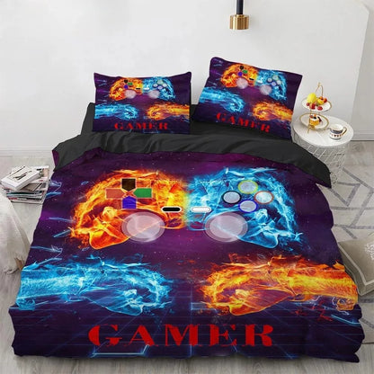 Set biancheria da letto gaming per bambino, copripiumino Queen ispirato ai videogiochi, copripiumino con design PlayStation per ragazzi e uomini giovani