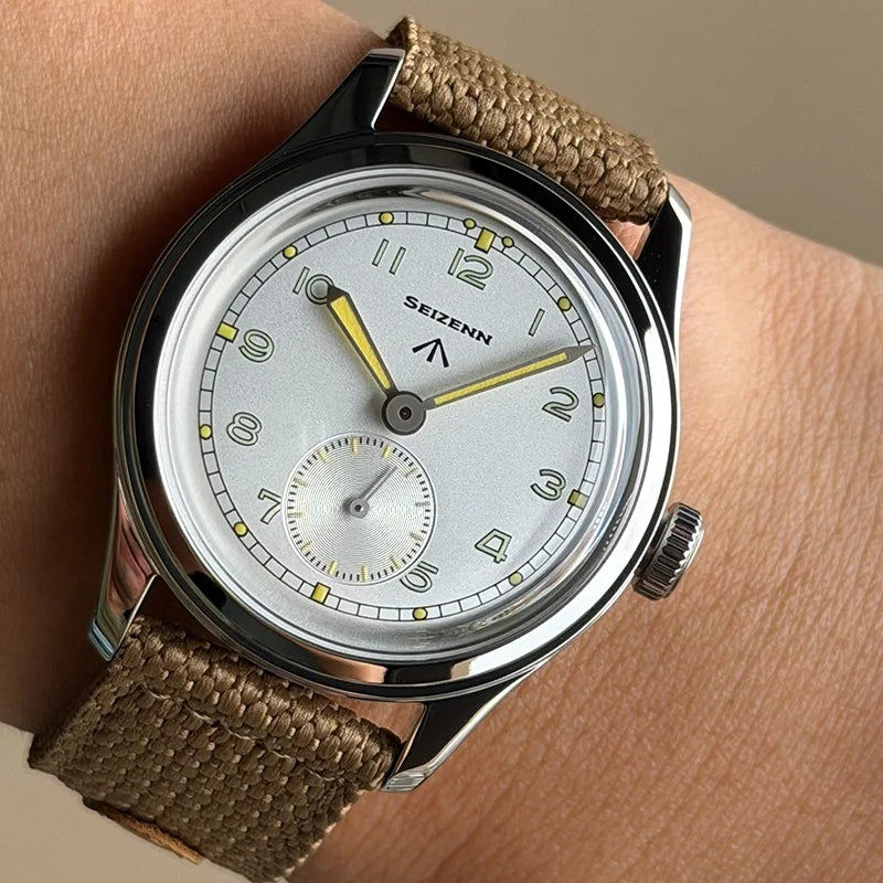 Classic Retro Arrow Pilot Watch Male Mens WWII 12 Mechanical Satch Manual Hand Wind Luminous Stain Steel Merkur 38mm Case