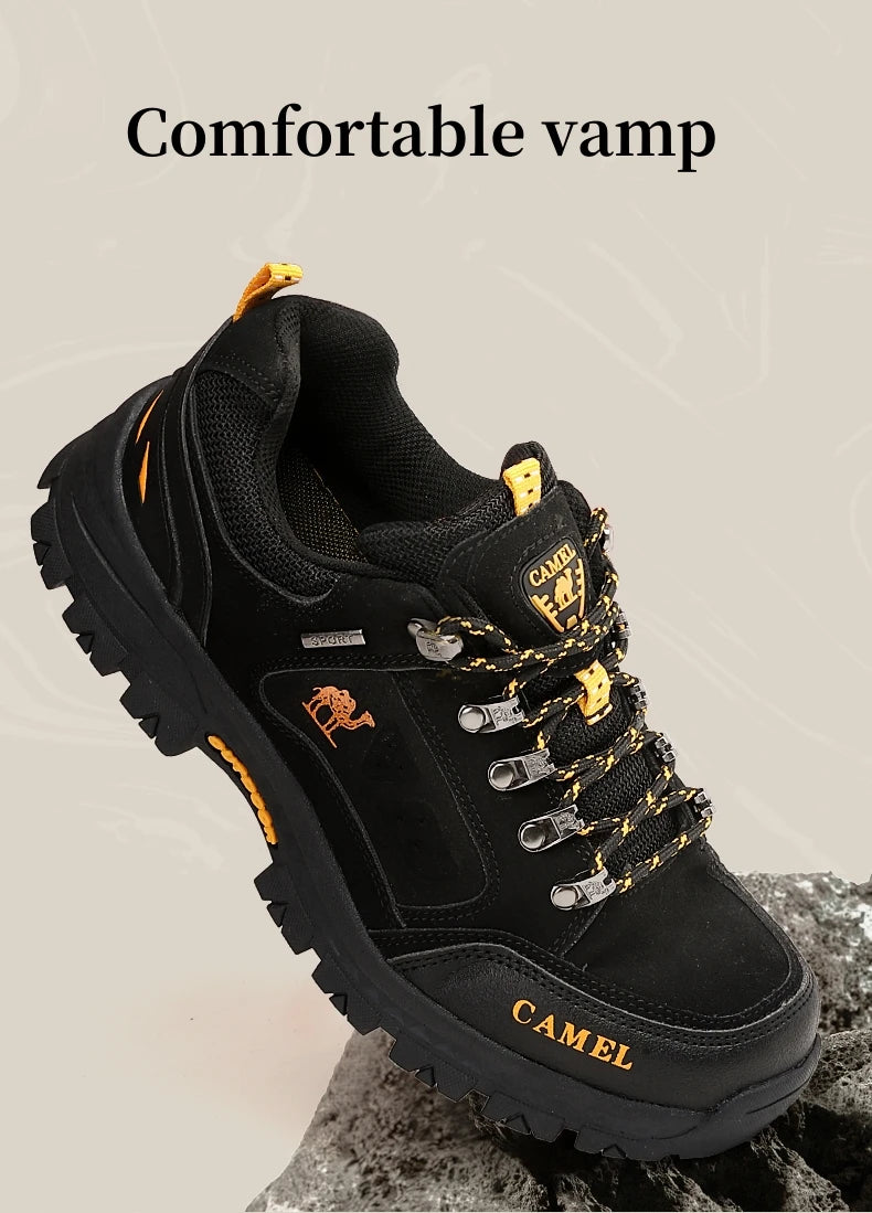 Classic Black Men's Hiking Shoes Outdoor Low-Cut Climbing Walking Shoes Trekking Sneakers Non-Slip Mountaineering Shoes for Men