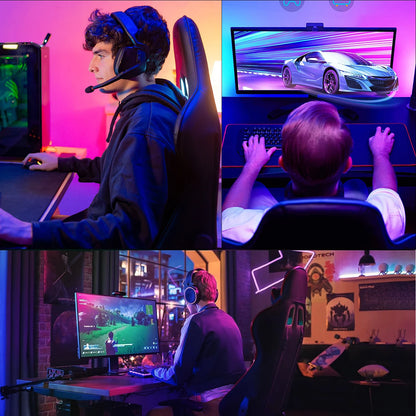 Ergonomic Gaming Chair Racing Style with Footrest, Lumbar Support, Adjustable Height, Reclining Computer Chair with Armrests & Headrest