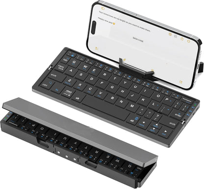 Teclado plegable Jomaa Bluetooth recargable para portátil, iPad y teléfono, mini teclado plegable portátil