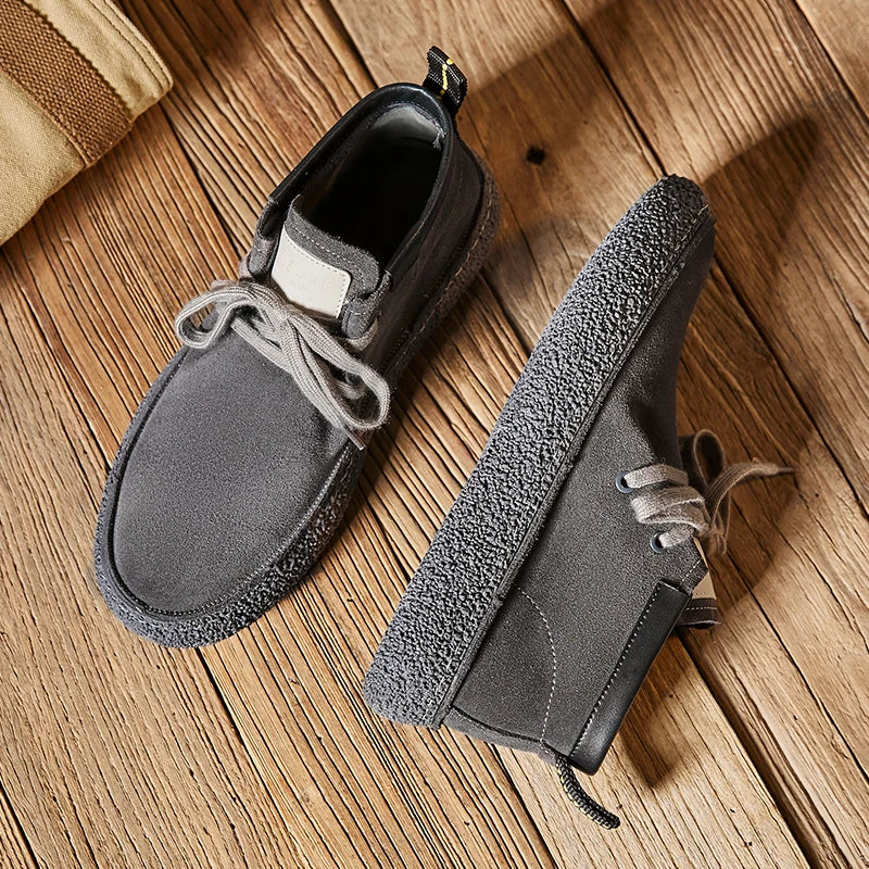 Pantofi casual din piele de căprioară pentru bărbați, de marcă de lux, din piele naturală, realizați manual, cu design antiderapant, pentru primăvară și toamnă