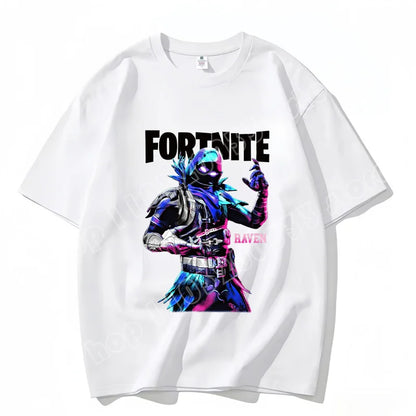 T-shirt Fortnite de gola redonda, unissexo para adulto, moda de dança do jogo, novo, em algodão puro, manga curta, perfeito para uso casual e férias