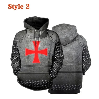 Knight Templar Men's Hoodie Sweatshirt 3D Printed Men Women Casual Hooded Sweatshirts Pullover Hip Hop Harajuku Streetwear Tops