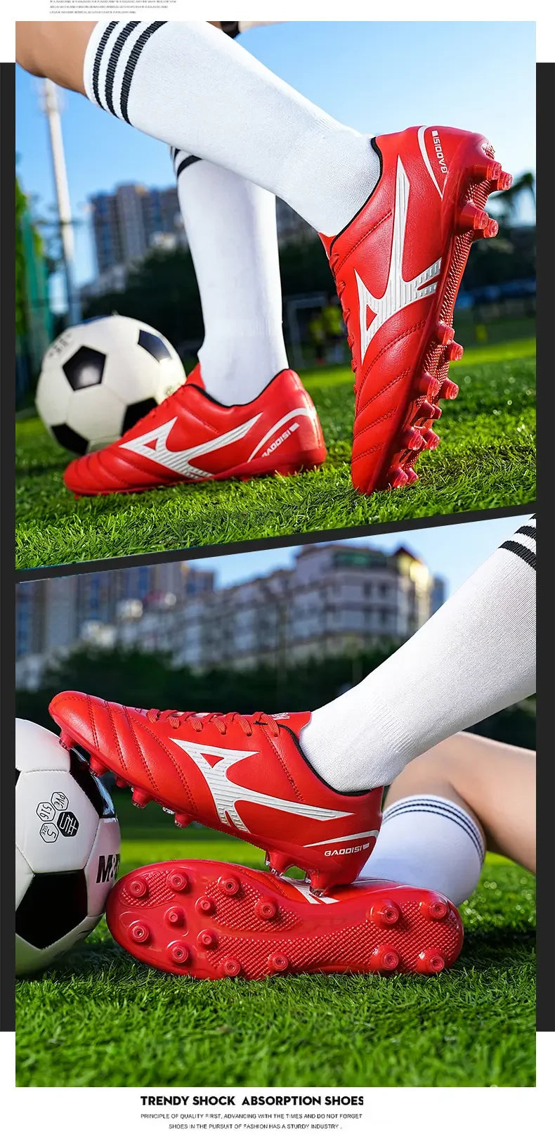New Arrival Main Push Soccer Cleats with Long Broken Studs, Outdoor Sports Football Shoes