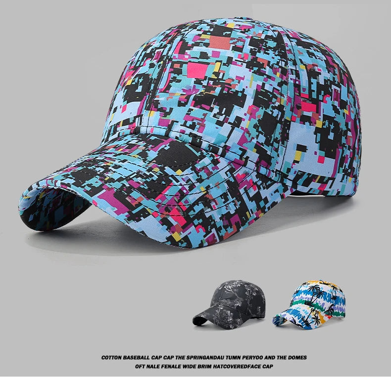 Sommer-Baseballkappe mit Graffiti-Motiv und Leuchtelementen, Unisex, Outdoor-Sonnenschutz, modische Sportkappe, lässige Duckbill-Kappe