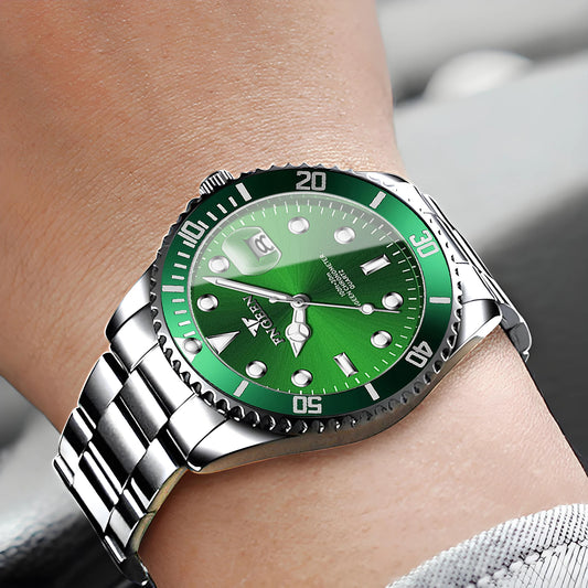 Reloj de pulsera de cuarzo FNGEEN Son Brand de BINBOND con correa de acero inoxidable para hombre, luminiscente y resistente al agua, de lujo.