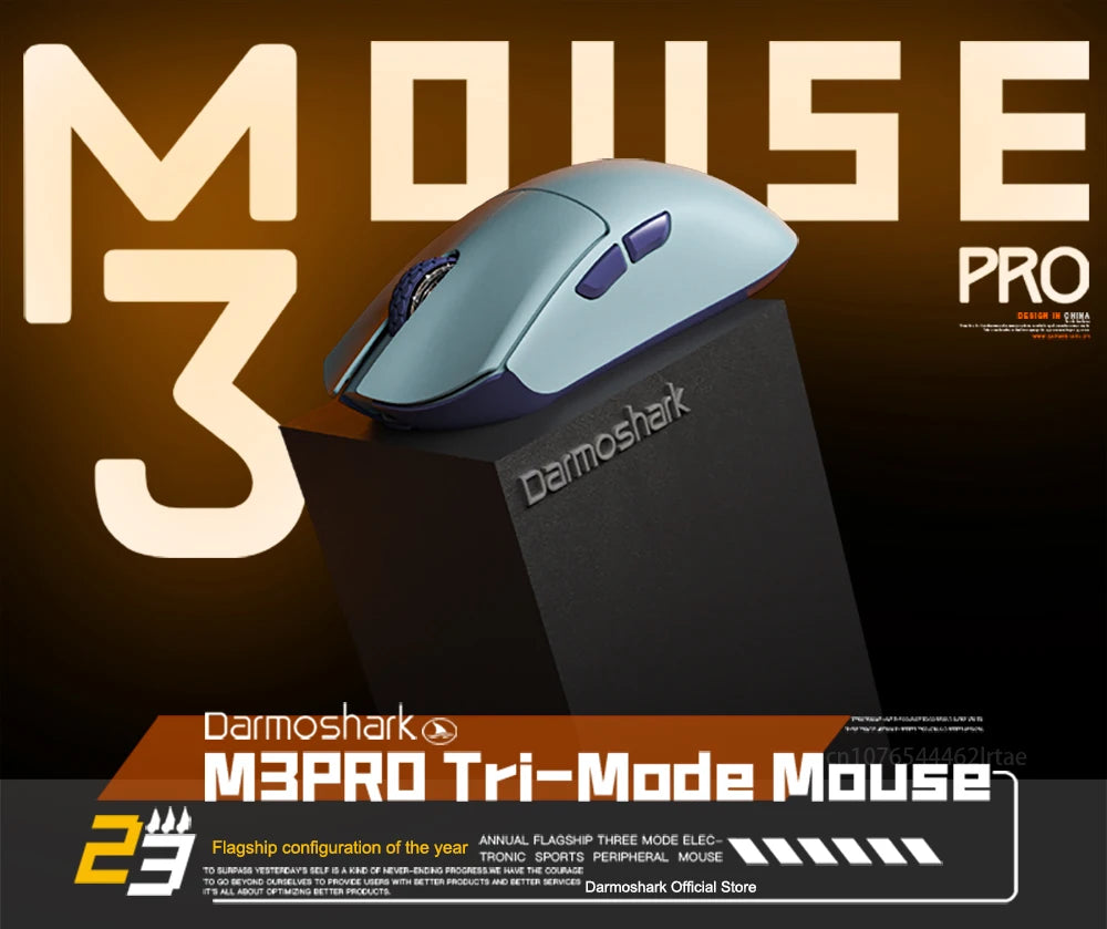 Mouse da gaming Darmoshark M3Pro 2.4G BT wireless tri-mode, sensore PAW3395, N52840, 26000DPI, mouse con driver macro per mani grandi per il gaming