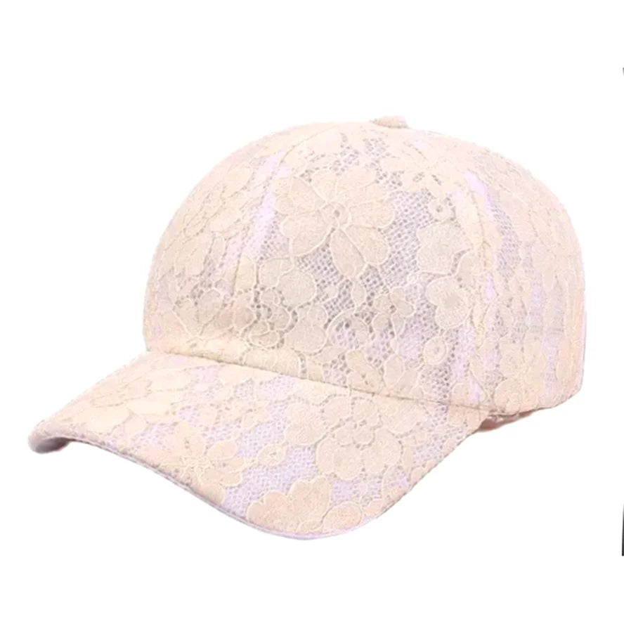 Baseballkappen für Damen im Prinzessinnen-Stil mit Spitzenstickerei und Blumenmuster aus Netzstoff für Frühling und Sommer – atmungsaktive Snapback-Kappen für junge Damen BQ091