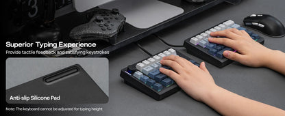 Teclado mecánico inalámbrico EPOMAKER Split70 QMK/VIA 70% con diseño dividido, conexión cableada/BT/2.4Ghz y perilla programable, modificador Mac