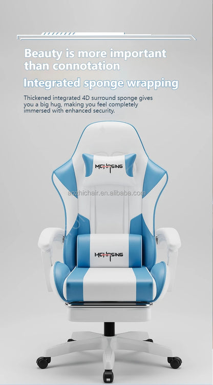 Sedia gaming e-sport ergonomica dal design moderno, con rotazione girevole, ruote e stile avvolgente, per ufficio, casa e postazione computer